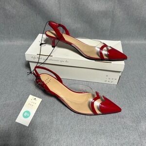 A New Day Eleanor Pumps Womens 8.5 Red Clear Heart Slingback Kitten Heel Shoes